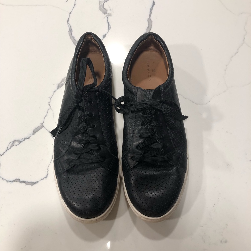 Caslon black leather sneakers